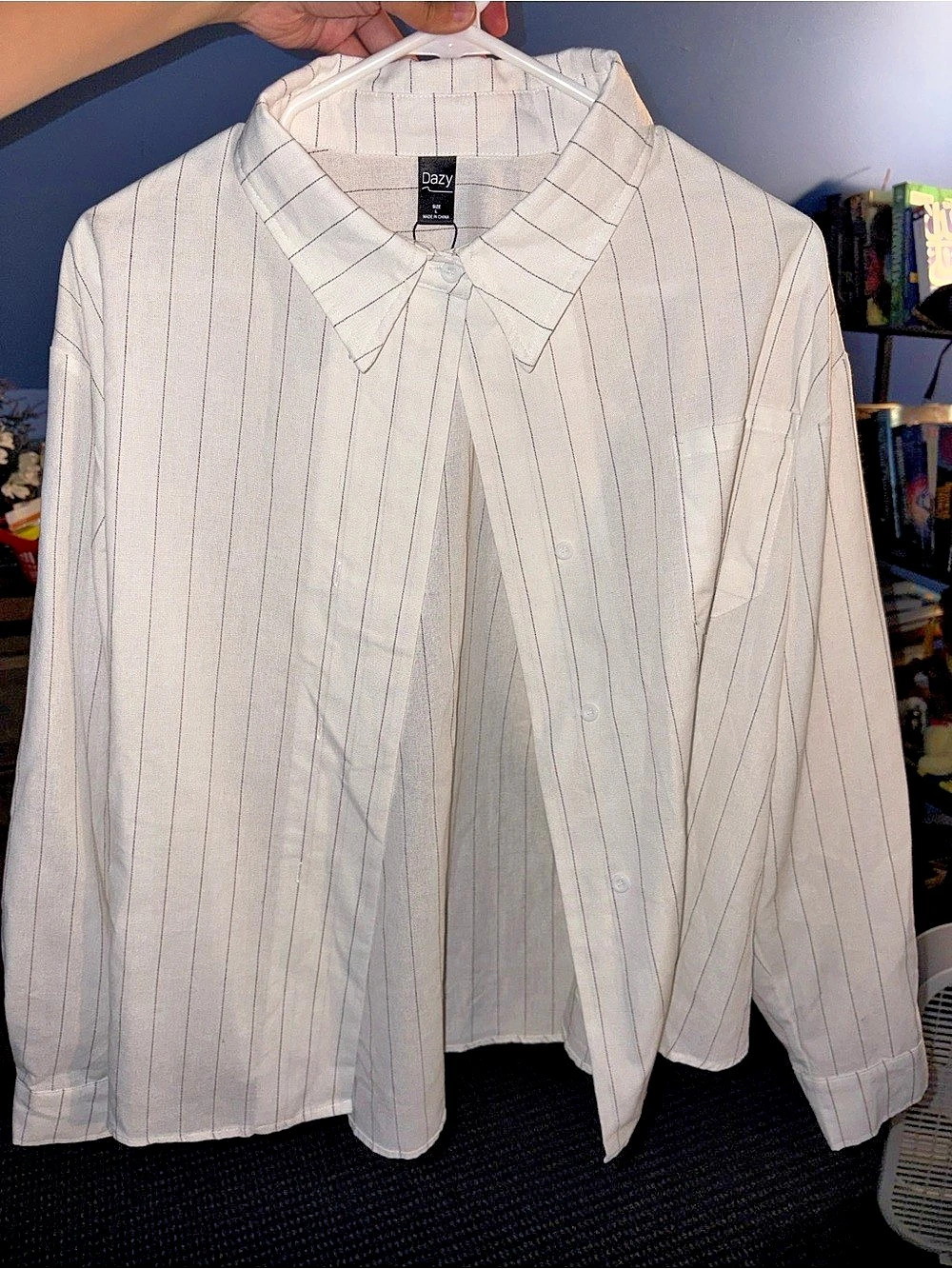 COTY Striped Button Down Shirt in White Like New